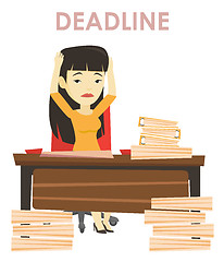 Image showing Business woman having problem with deadline.