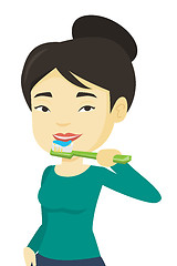 Image showing Woman brushing her teeth vector illustration.