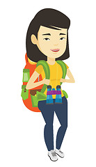 Image showing Cheerful traveler with backpack.