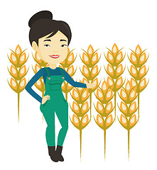 Image showing Farmer in wheat field vector illustration.