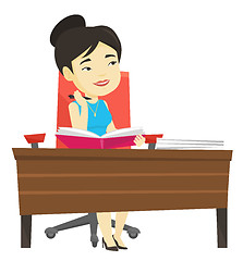 Image showing Student writing at the desk vector illustration.