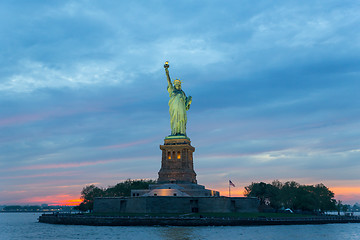 Image showing Statue of Liberty at dusk, New York City, USA