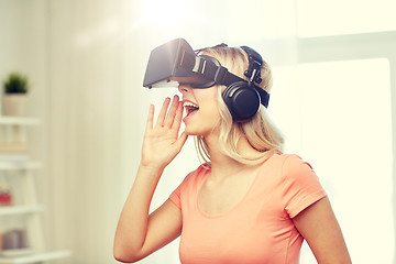 Image showing woman in virtual reality headset or 3d glasses