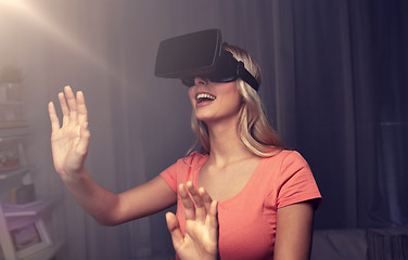 Image showing woman in virtual reality headset or 3d glasses