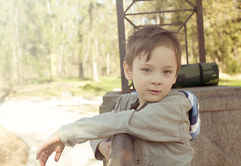 Image showing Happy child playing outdoors