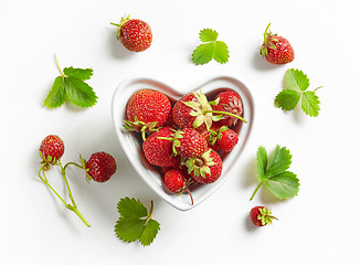 Image showing heart shaped bowl of strawberries