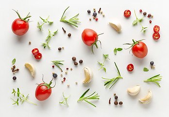 Image showing Tomatoes and various herbs and spices