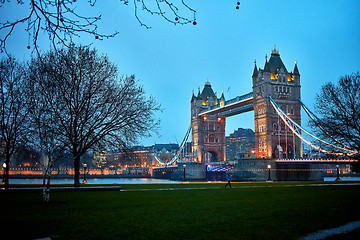 Image showing Night view of Tower Bridge