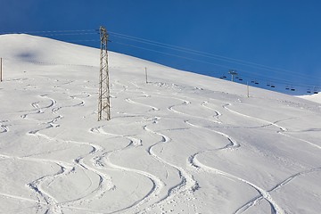 Image showing Ski Slope with Fresh Curves