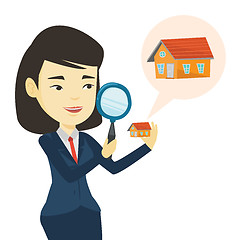 Image showing Woman looking for house vector illustration.