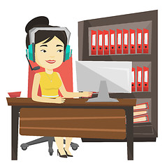 Image showing Woman playing computer game vector illustration.