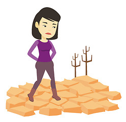 Image showing Sad woman in the desert vector illustration.