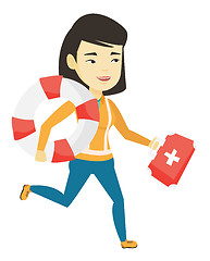 Image showing Paramedic running with first aid box.