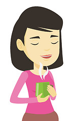 Image showing Woman enjoying cup of coffee vector illustration