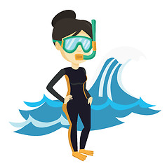 Image showing Young scuba diver vector illustration.