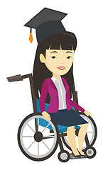 Image showing Graduate sitting in wheelchair vector illustration