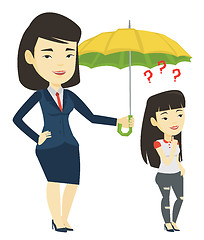 Image showing Businesswoman holding umbrella over woman.