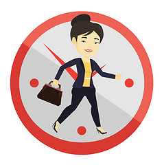 Image showing Business woman running on clock background.