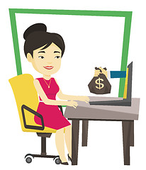 Image showing Businesswoman earning money from online business.