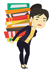 Image showing Student with pile of books vector illustration.