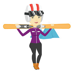 Image showing Woman holding skis vector illustration.