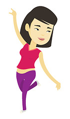 Image showing Cheerful asian woman dancer dancing.