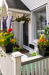 Image showing House porch with flower boxes