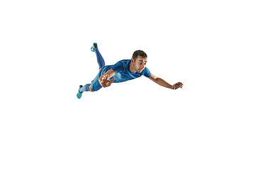 Image showing Professional football soccer player isolated white background