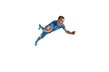 Image showing Professional football soccer player isolated white background