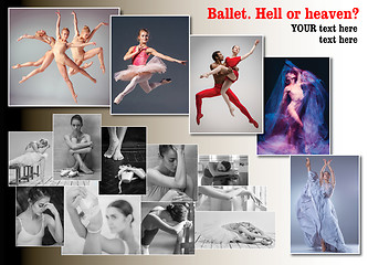 Image showing The conceptual collage about sorrows and joys of ballerina