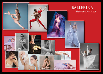 Image showing The conceptual collage about sorrows and joys of ballerina