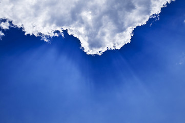 Image showing Blue sky with sunrays