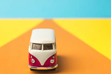 Image showing Vintage miniature bus in trendy color, travel concept