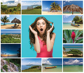 Image showing Collage of beach holiday scenes in Jamaica