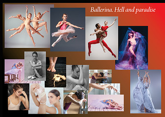 Image showing The conceptual collage about sorrows and joys of ballerina