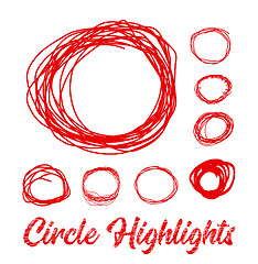 Image showing Hand drawn highlighter elements. Vector circles