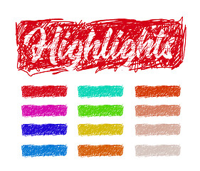 Image showing Hand drawn highlighter elements. Vector