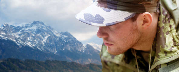 Image showing close up of young soldier in military uniform