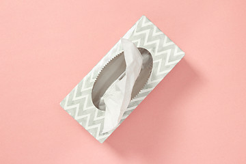 Image showing Tissue box on pastel pink background