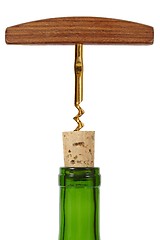 Image showing Wine bottle and corkscrew