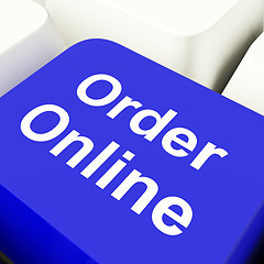 Image showing Order Online Computer Key In Blue For Buying On The Web