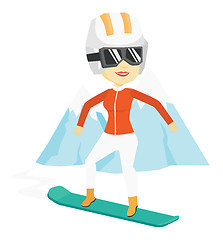 Image showing Young woman snowboarding vector illustration.