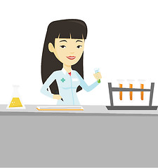 Image showing Laboratory assistant working vector illustration.