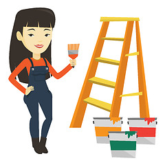 Image showing Painter with paint brush vector illustration.