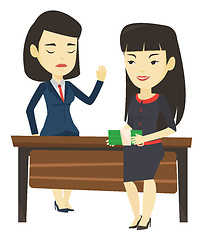 Image showing Uncorrupted business woman refusing to take bribe.