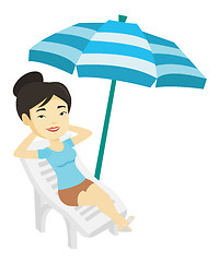 Image showing Woman relaxing on beach chair vector illustration.