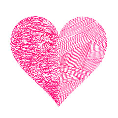 Image showing Bright pink heart with abstract pattern on white background