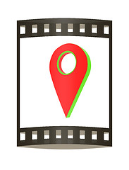 Image showing Realistic 3d pointer of map. 3d illustration. The film strip.