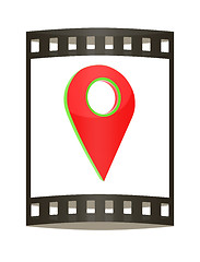 Image showing Realistic 3d pointer of map. 3d illustration. The film strip.