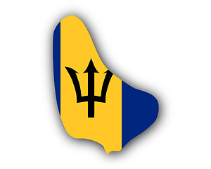 Image showing Map and flag of Barbados